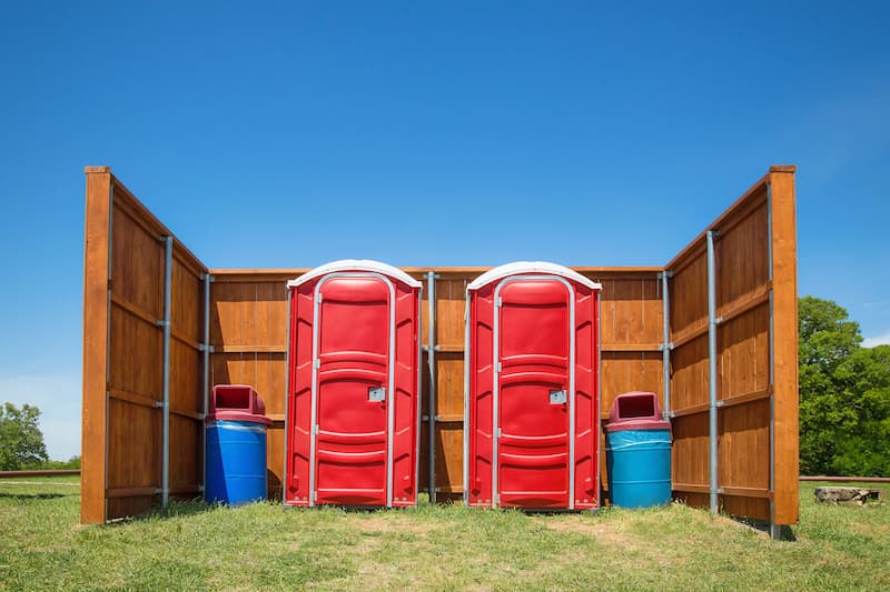 Short-term porta potty units staged for delivery in Fresno, California